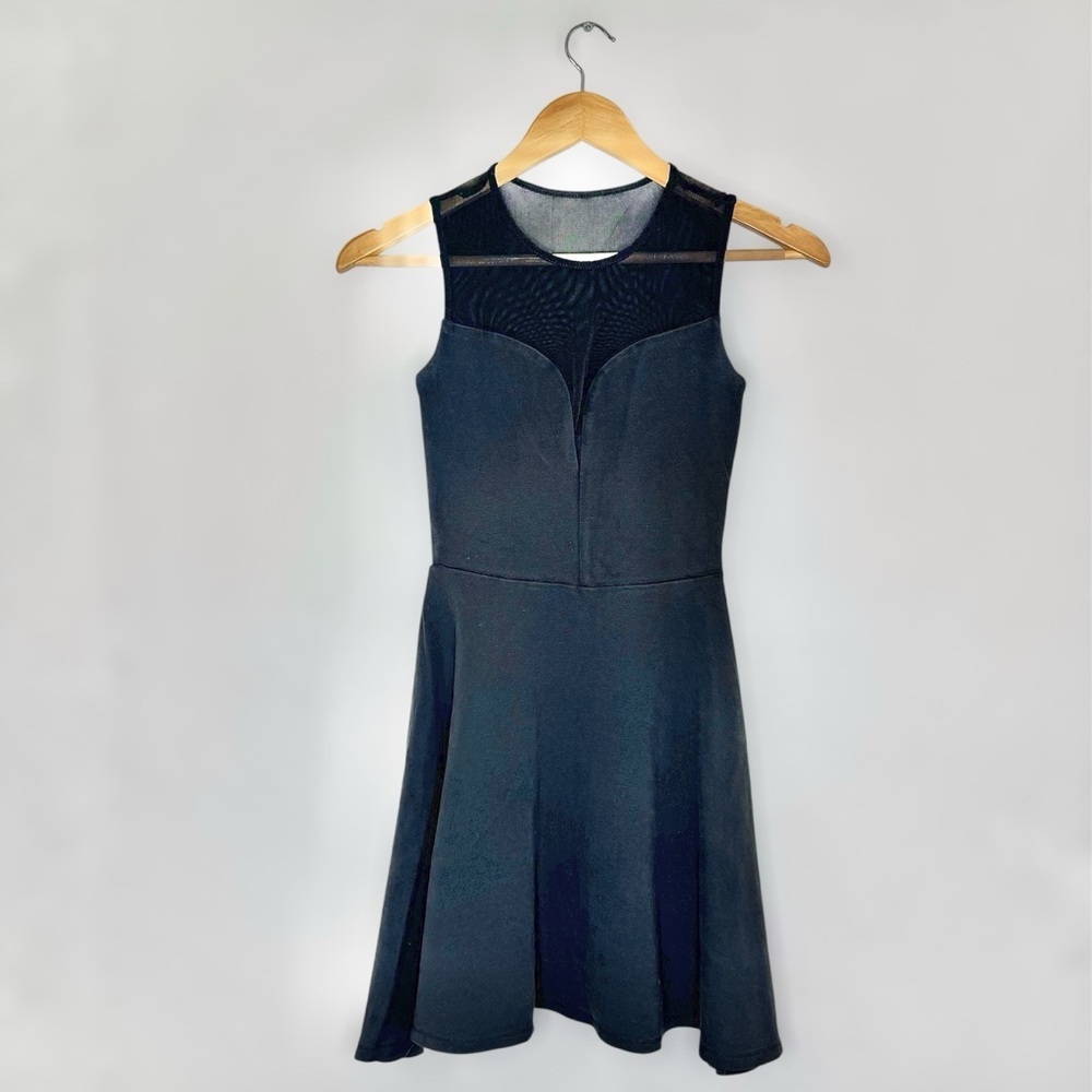 bebe Black Mesh Detail Cocktail Dress XXS